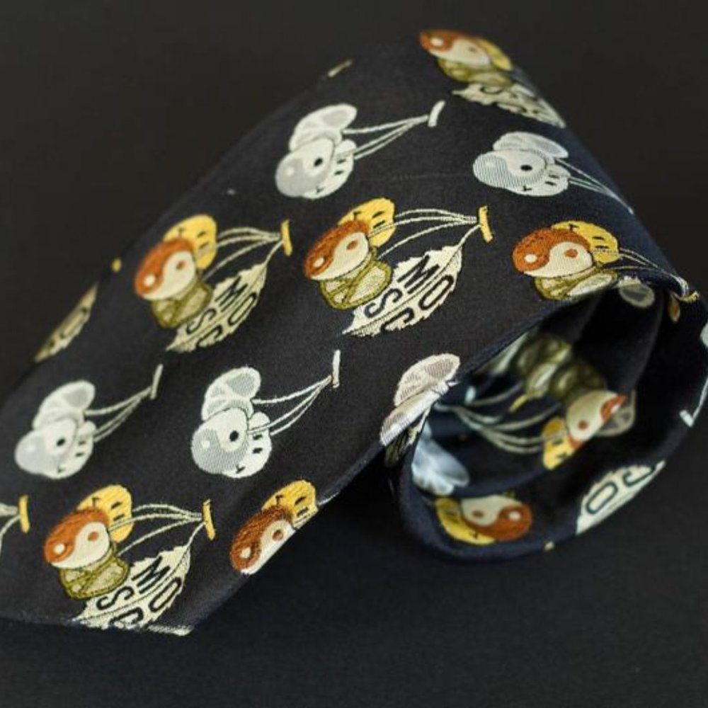 Vtg MOSCHINO Rare Silk Cherry Weave Necktie